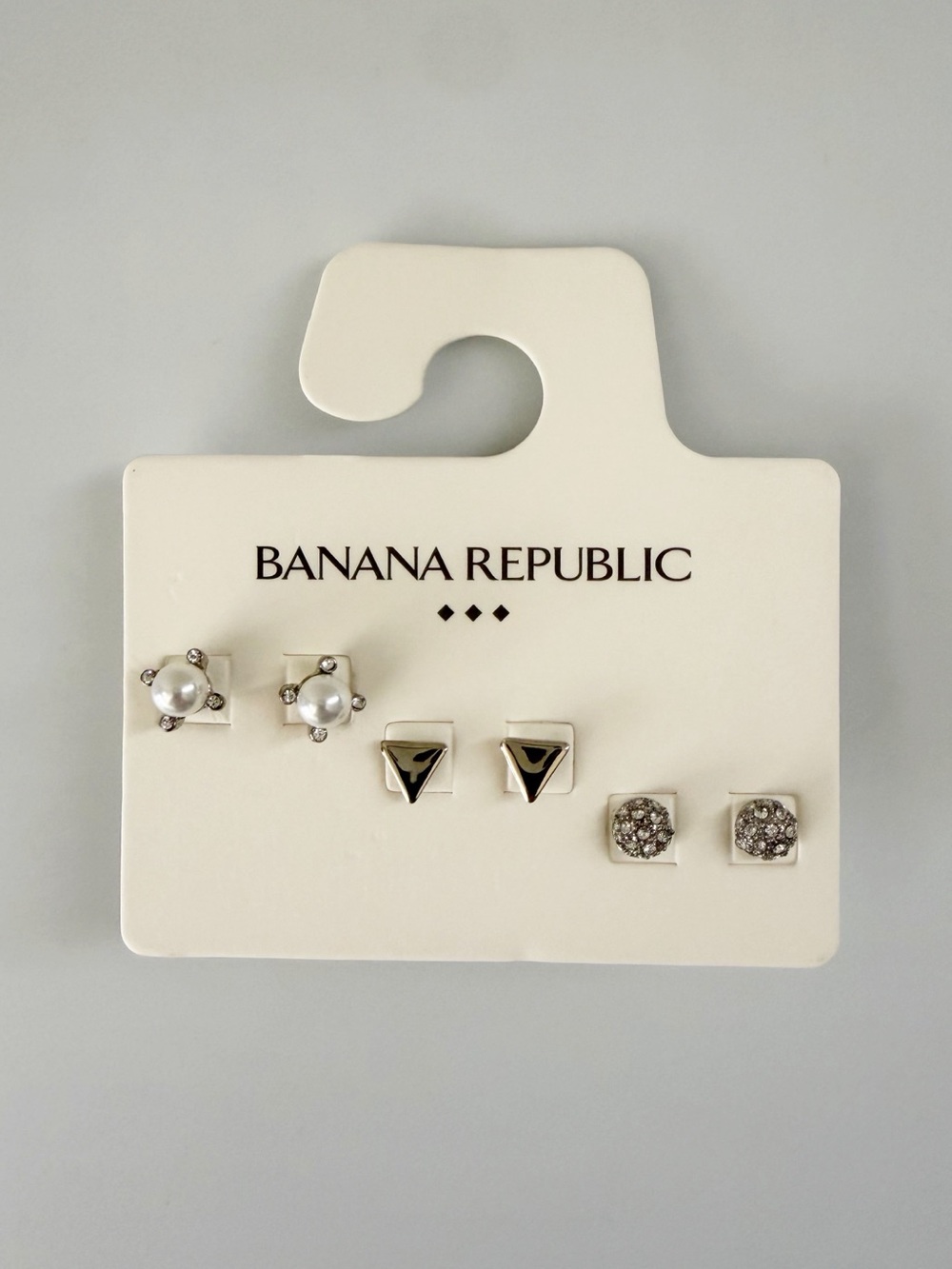 Banana Republic 3 Pairs Silver Tone Stud Pierced Earrings Casual Minimalist NWT